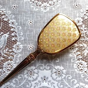 Vintage Ladies Grooming gold finish hair brush